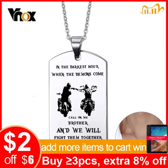 Vnox Personalized Motorcycle Brothers Dog Tag IN THE DARKEST HOUR 316L Stainless Steel Pendants Never Fade Men Necklaces