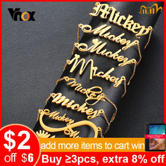 Vnox Personalized Name Bracelets for Women Solid Stainless Steel in Gold Tone Customize Unique Wedding Gift Elegant BFF Bracelet