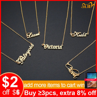 Vnox Personalized Name Necklace Custom Made Any Name Font Stainless Steel Metal Women Jewelry