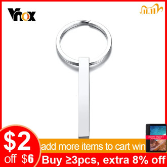 Vnox Pillar Cuboid Key Chain For Women Men Plain Stainless Steel Key Bar Personalize Information Custom Jewelry Gift