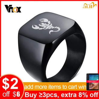 Vnox Punk Scorpion Biker Rings for Men Free Custom Engraving Stainless Steel Signet Men's Ring anel
