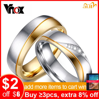 Vnox Rings For Women Man Wedding Ring Gold Color 316L Stainless Steel Promise Couple Jewelry