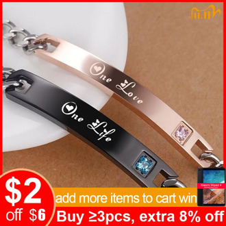 Vnox Romantic Couples Bracelets for Him and Her Stainless Steel One Life One Lovers Bracelet Best Anniversary Gifts