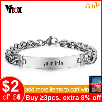 Vnox Stainless Steel ID Bracelet for Men Custom Name Birthday Gift Party Jewelry 8.2 inchs
