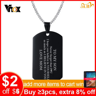 Vnox To My Son Never Forget That Mom Dad Always Love You Dog Tag Pendant Necklace Courage Christmas New Year Gifts for Boy Men