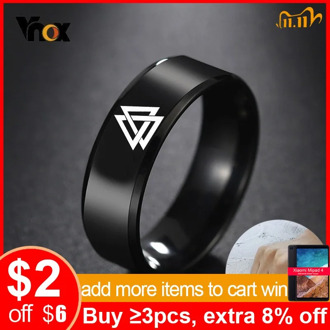 Vnox Viking Rune Ring for Men Custom Engraving Image Stainless Steel Light Nordic Male Anel Mythology Amulet Jewelry