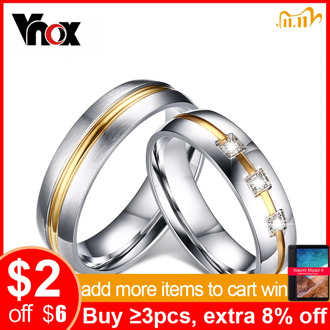 Vnox Vintage Wedding Ring for Women / Men CZ Stone 316l Stainless Steel Metal