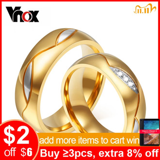 Vnox Wedding Ring for Women Men Engagement Jewelry Engraved Servise Russian Spanish Portuguese