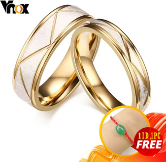 VNOX Wedding Rings for Love Matte Finish Stainless Steel Gold Color Women Men Couple Bands Personalized Engrave Name Gift
