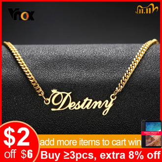 Vnox Women's Personalize Name Stainless Steel Necklaces for Men Unisex Custom Gifts Jewelry and Gold Tone