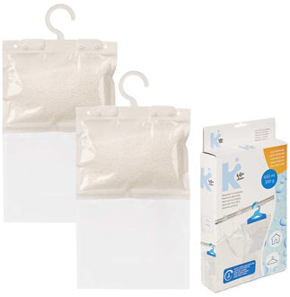 Vocht opnemende korrels 650 gram - 2x - Tegen schimmel/condens/geur - kledingkast - aan ophang haak