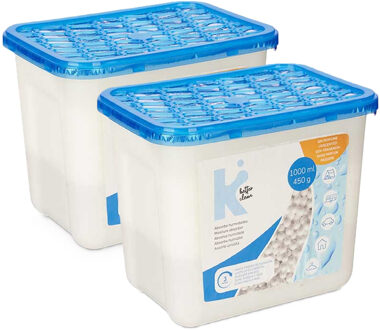 Vochtvanger 1000ml - 2x - opneem korrels - Tegen schimmel/condens/geur - kelder/garage/huis/kasten