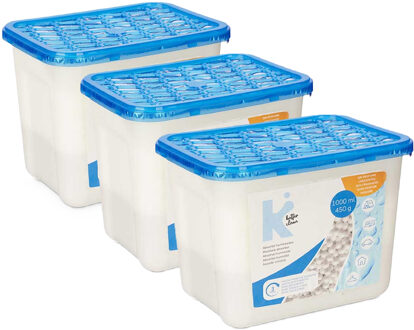 Vochtvanger 1000ml - 3x - opneem korrels - Tegen schimmel/condens/geur - kelder/garage/huis/kasten