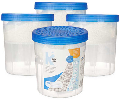 Vochtvanger 800ml - 4x - opneem korrels - Tegen schimmel/condens/geur - kelder/garage/huis/kasten