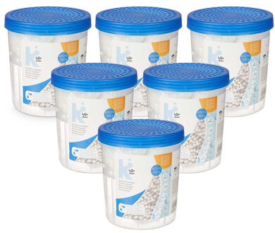 Vochtvanger 800ml - 6x - opneem korrels - Tegen schimmel/condens/geur - kelder/garage/huis/kasten