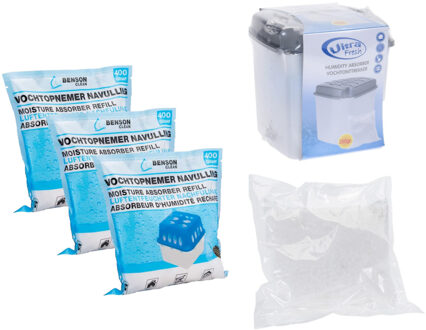 Vochtvanger / vochtopnemer - 1L - met 4x navulling - 1x 350 en 3x 400 gram