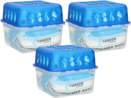 Vochtvanger/vochtopnemer - 3x stuks - 400 ml - 13 x 13 x 12 cm - inclusief navulling