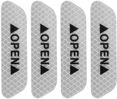Vodool 4Pcs Auto Open Reflecterende Tapes Sticker Auto Deur Waarschuwing Mark Opmerking Crv Reflector Strip Reflectant Lichtgevende Reflex Safet wit