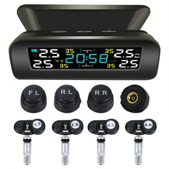 Vodool Bandenspanning Alarm Systeem TY17 /18 Solar Auto Tpms Met Klok Auto Bandenspanning Band Temperatuurbewaking Alarm systeem extern