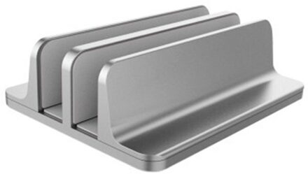 Vodool Draagbare Verticale Verstelbare Aluminium Stand Desktop Dual Slot Notebook Tablet Base Mount Houder Dock Voor Macbook Pro Air Zilver