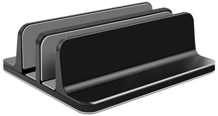 Vodool Draagbare Verticale Verstelbare Aluminium Stand Desktop Dual Slot Notebook Tablet Base Mount Houder Dock Voor Macbook Pro Air zwart