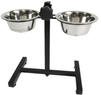 Voederstandaard met bakken voor de hond M