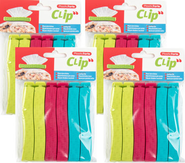 Voedsel afsluitclips / vershoudclips - set 24x stuks - gekleurd - 11 cm