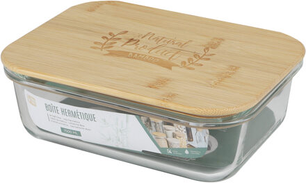 Voedsel bewaarbakje/vershoudbakje - bamboe deksel - 1500 ml - ovenbestendig glas - luchtdicht