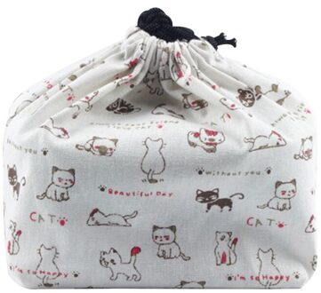 Voedsel Opslag Lunch Tas Picknick Thermisch Geïsoleerd Bento Pouch Japanse Stijl Doek School Gedrukt Kantoor Trekkoord Cooler Travel 4