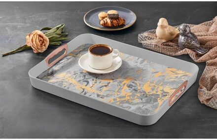 Voedsel Presentatie Lade Opslag Keuken Hotel Accessoires Gereedschap Rechthoekige Gedrukt Lade Voedsel Serveerschaal Thee Board Vrouwen grijs