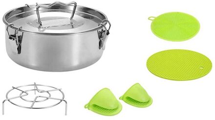 Voedsel Roestvrij Staal Stoomboot Pot Met Stoomboot Trivet Rack Met Deksel En Handvat, Multifunctionele Dampende Compartiment Set