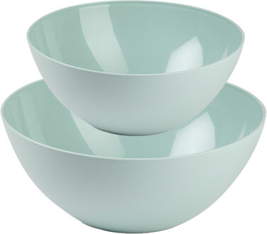 voedsel serveer schalen set - 2x stuks - mintgroen - kunststof - Dia 23 en 26 cm