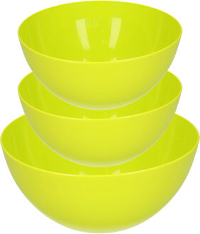 voedsel serveer schalen set - 3x stuks - groen - kunststof - Dia 23 en 26 cm