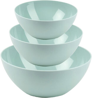 voedsel serveer schalen set - 3x stuks - mintgroen - kunststof - Dia 20/23/26 cm