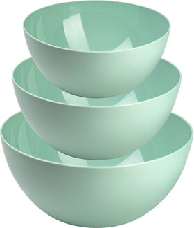 voedsel serveer schalen set - 3x stuks - mintgroen - kunststof - Dia 20/25/28 cm