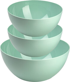 voedsel serveer schalen set - 3x stuks - mintgroen - kunststof - Dia 23 en 26 cm