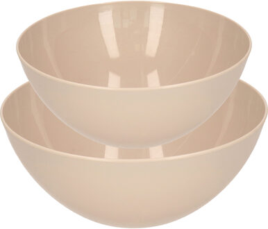 voedsel serveer schalen set - 4x stuks - beige - kunststof - Dia 25 en 28 cm