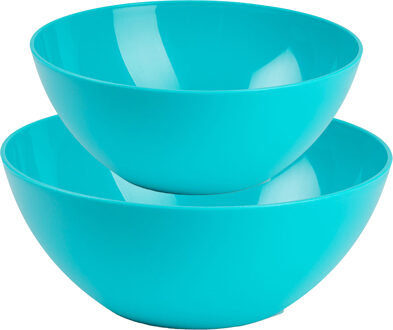 voedsel serveer schalen set - 4x stuks - blauw - kunststof - Dia 25 en 28 cm