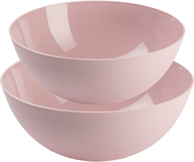 voedsel serveer schalen set - 4x stuks - lichtroze - kunststof - Dia 25 en 28 cm