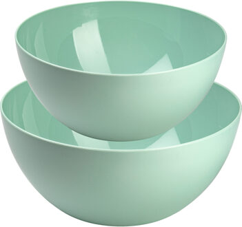 voedsel serveer schalen set - 4x stuks - mintgroen - kunststof - Dia 25 en 28 cm