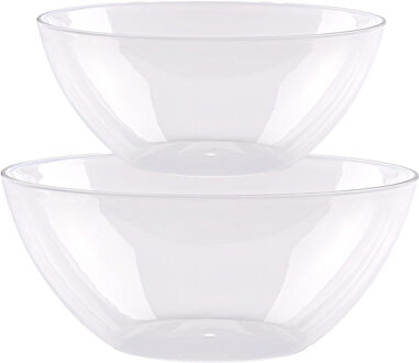 voedsel serveer schalen set - 4x stuks - transparant - kunststof - Dia 23 en 20 cm