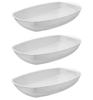 Voedsel Serveerschaal - 3x - wit - 19 x 28 cm - saladeschalen - serveerschalen - kommen