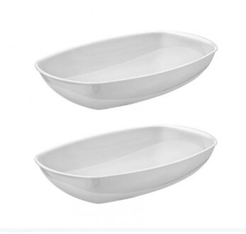 Voedsel Serveerschaal - 4x - wit - 19 x 28 cm - saladeschalen - serveerschalen - kommen