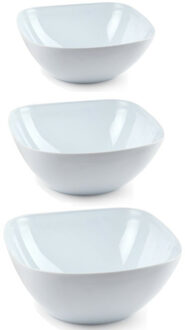 Voedsel serveerschalen set 8x stuks wit kunststof in 3 formaten