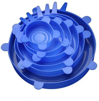 Voedsel Siliconen Cover Universal Siliconen Deksels Voor Kookgerei Kom Pot Herbruikbare Stretch Deksels Keuken Accessoires Blauw