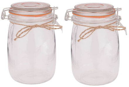 Voedsel Weckpotten / inmaakpotten - 12x - 1000 ml - 10 x 17 cm - met beugelsluiting