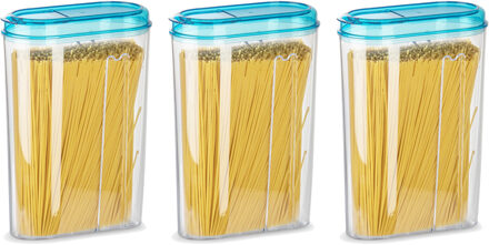 Voedselcontainer strooibus - 3x - blauw - 1500 ml - kunststof - 15 x 8 x 23 cm - voorraadpot