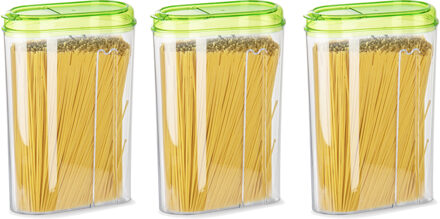 Voedselcontainer strooibus - 3x - groen - 1500 ml - kunststof - 15 x 8 x 23 cm - voorraadpot