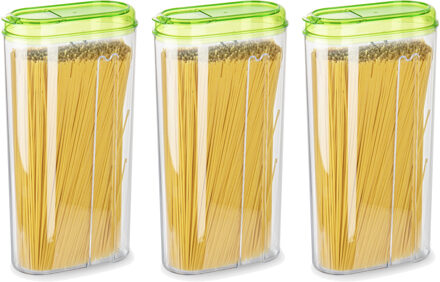 Voedselcontainer strooibus - 3x - groen - 2350 ml - kunststof - 15 x 8 x 30 cm - voorraadpot