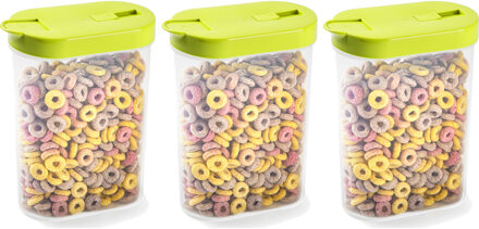 Voedselcontainer strooibus - 3x - groen - inhoud 1 liter - kunststof - 15 x 7 x 19 cm